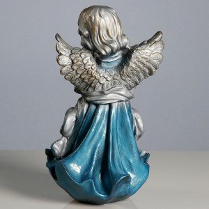 Статуэтка "Ангел в платье ассорти с букетом" серебро