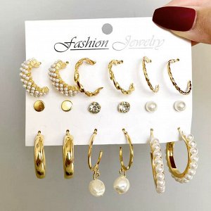 Серьги набор, бижутерия, 9 пар