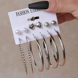 Серьги набор, бижутерия, 6 пар