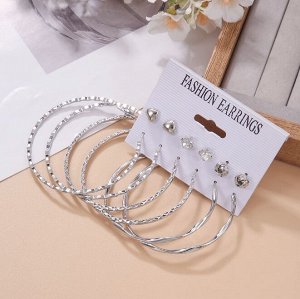 Серьги набор, бижутерия, 6 пар