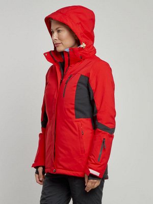 Горнолыжная куртка женская зимняя красного цвета 3105Kr