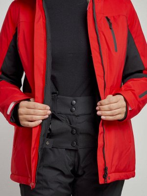 Горнолыжная куртка женская зимняя красного цвета 3105Kr