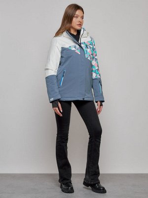 Горнолыжная куртка женская зимняя белого цвета 2337Bl