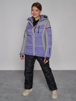 Горнолыжная куртка женская зимняя фиолетового цвета 2272F