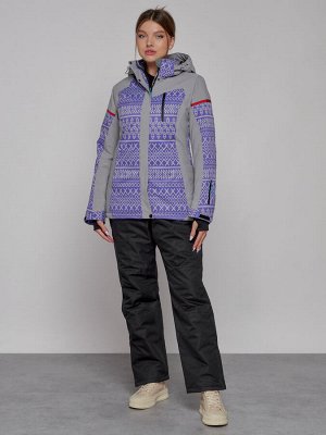 Горнолыжная куртка женская зимняя фиолетового цвета 2272F