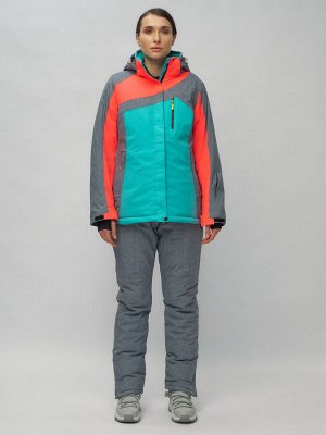 Горнолыжный костюм женский зеленого цвета 02011Z