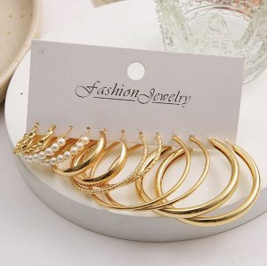 Серьги набор, бижутерия, 6 пар