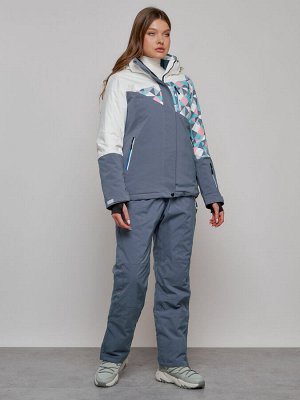 Горнолыжный костюм женский зимний белого цвета 02337Bl