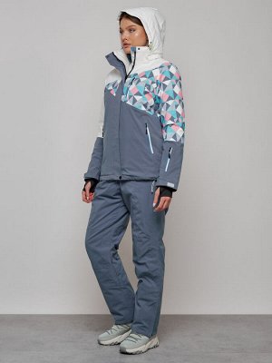 Горнолыжный костюм женский зимний белого цвета 02337Bl
