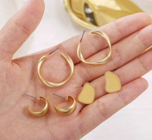 Серьги набор, бижутерия, 3 пары