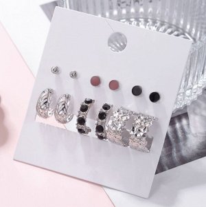 Серьги набор, бижутерия, 6 пар