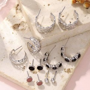 Серьги набор, бижутерия, 6 пар