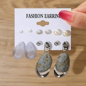 Серьги набор, бижутерия, 6 пар