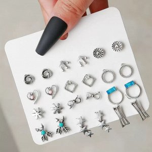 Серьги набор, бижутерия, 12 пар