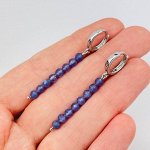 Серьги длинные с камнем Танзанит