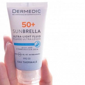 Дермедик Ультра-лёгкий солнцезащитный флюид SPF50+ для жирной и комбинированной кожи, 40 мл (Dermedic, Sunbrella)