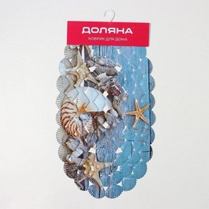 Коврик противоскользящий в ванну на присосках Доляна «На дне моря», 36x67 см