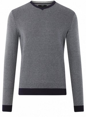 Пуловер фактурный с контрастной отделкой