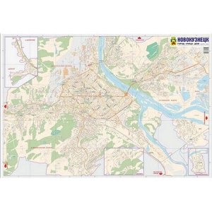 Карта Новокузнецк складная, двухстор. (масштаб 1:16000) 250х170 мм