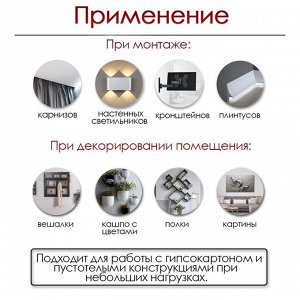 Дюбель ТУНДРА, бабочка, для гипсокартона, нейлоновый, 10x50 мм, 100 шт.