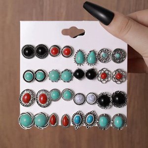 Серьги набор, бижутерия, 16 пар
