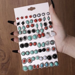 Серьги набор, бижутерия, 16 пар