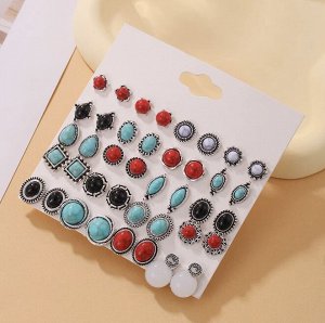 Серьги набор, бижутерия, 16 пар
