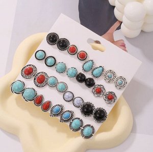Серьги набор, бижутерия, 16 пар