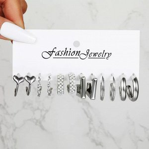 Серьги набор, бижутерия, 6 пар