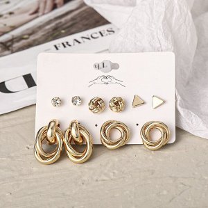 Серьги набор, бижутерия, 5 пар