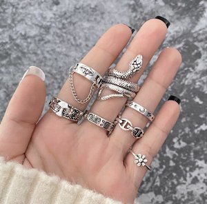 Кольца набор бижутерия, 7 шт.