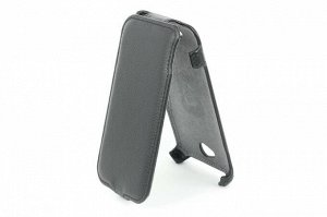 Чехол флип Sony Xperia E4 кожа черный (открывается вниз)