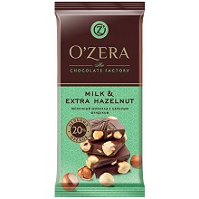 «OZera», шоколад молочный с цельным фундуком «Milk & Extra Hazelnut», 90 г