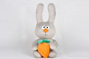 Мягк. игрушка  Зайка с морковкой серый  38см