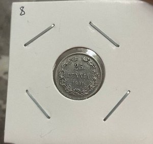 25 пенни (pennia) 1901 Российская Финляндия