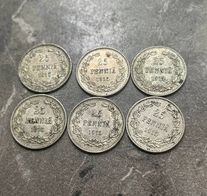 25 пенни (pennia) 1915 Российская Финляндия