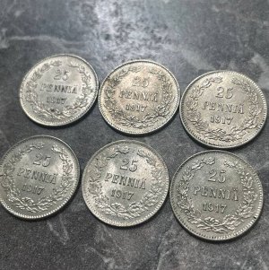 25 пенни (pennia) 1917 Российская Финляндия