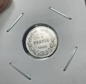 25 пенни (pennia) 1909 Российская Финляндия