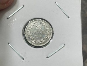 25 пенни (pennia) 1916 Российская Финляндия
