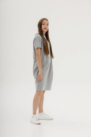 144 Платье-футболка, серый меланж