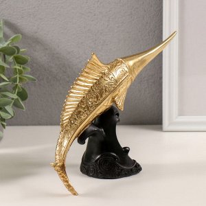Фигурка полистоун «Меч-рыба золотая с узорами», 23x7x16 см