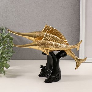 Фигурка полистоун «Меч-рыбы золотые с узорами», 32x8.5x20 см