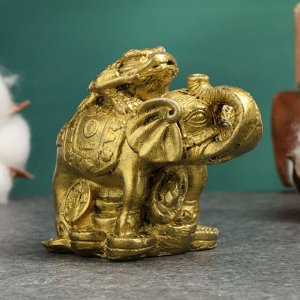 Фигурка гипс «Слон на деньгах», состаренное золото, 10x8.5x6 см