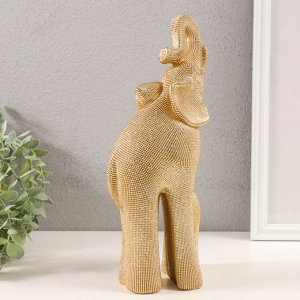 Фигурка 3D полистоун «Слон со слонёнком», т. золото, 13.5x8x28.5 см