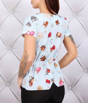 Блузка Длина изделия: Стильная блузка. Отличный выбор для женского гардероба. Пояс является аксессуаром и может не входить в комплект, либо может быть заменен на другой, в зависимости от наличия на ск