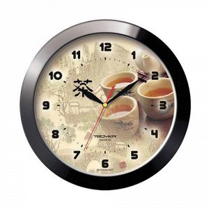 Часы настенные TROYKA 11100188 круг, бежевые с рисунком в аз