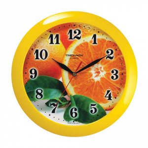 Часы настенные TROYKA 11150126 круг, с рисунком "Апельсин",