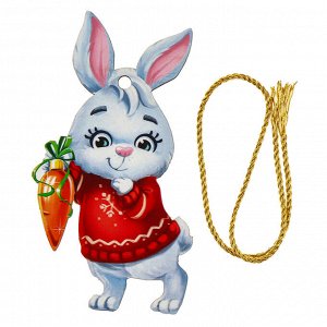 Ёлочная игрушка - подвеска деревянная «Новый год! Зайчик»