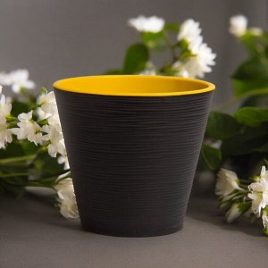 Цветочный горшок  1.3 л, с вкладкой, цвет черный, диаметр 14.5 см, КОНУС К15-75
