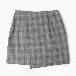 Юбка женская на, запах, MINAKU: Casual Collection цвет клетка серая.